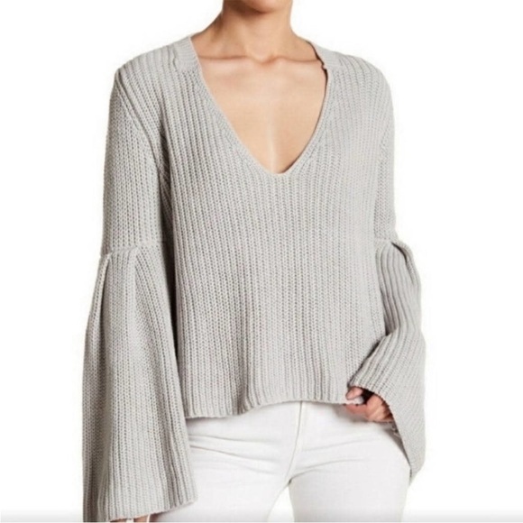 BOGO! Free People Damsel Cropped Cotton Bell Sleeve Pullover Knit Sweater - Picture 10 of 10